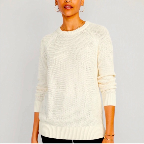 OLD NAVY Textured Cotton Pullover Tunic Sweater Color: Creme De La Creme S - Picture 1 of 12